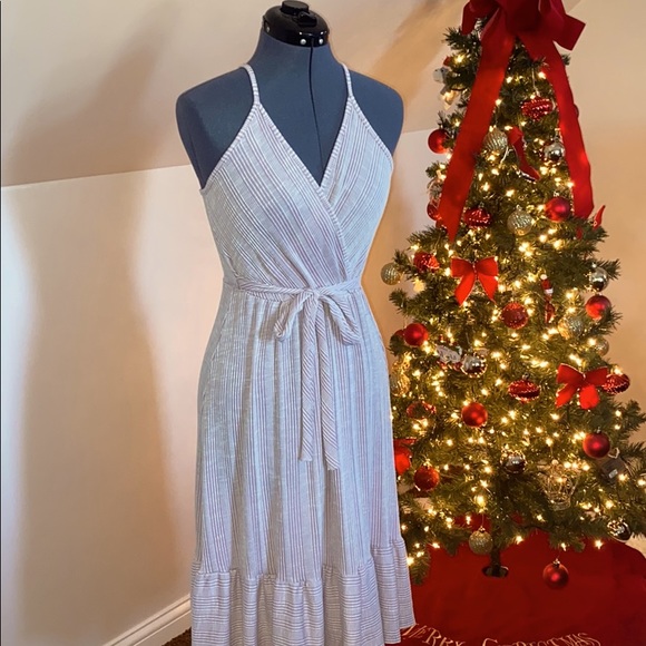 Striped Purple Midi Dress - Picture 1 of 4